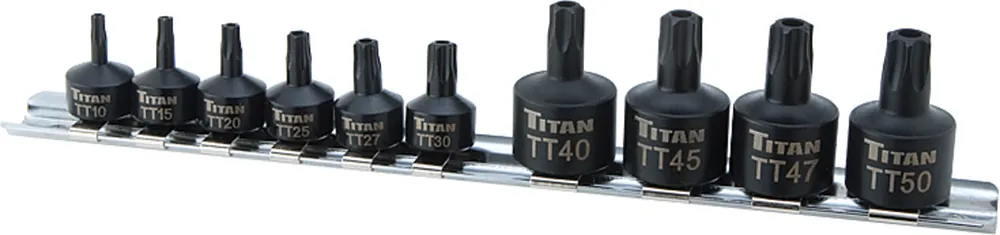 New Release 10 Pc Tamper Resistant Stubby Star Bit Socket Set - Titan