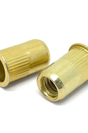 #10-32 L (.130-.225) Steel Small Flange Knurled Body Rivet Nut Zinc Yellow Fast Shipping