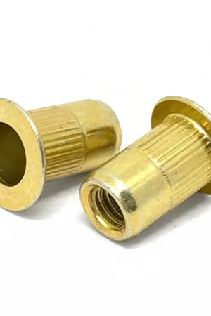 #10-32 L (.130-.225) Steel Large Flange Knurled Body Rivet Nut Zinc Yellow Exclusive