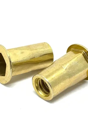 #10-32 UNC L (.130-.225) Steel Hex Rivet Nut Zinc Yellow Handmade